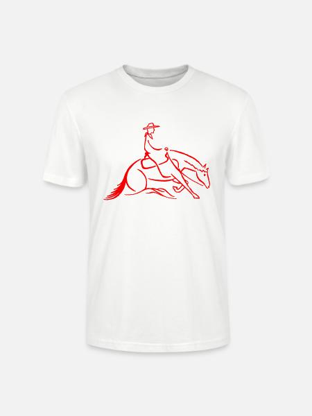Westernreiter Slidingstop rot - Stanley/Stella Unisex Bio-T-Shirt CRAFTER - Weiß