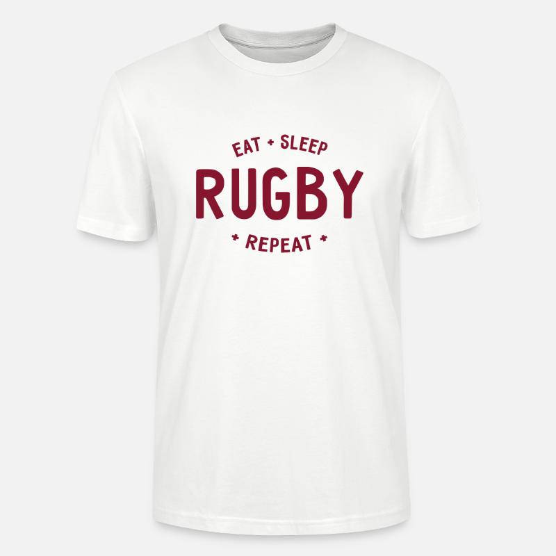 Eat Sleep Rugby Repeat - Stanley/Stella Unisex Bio-T-Shirt CRAFTER - Weiß