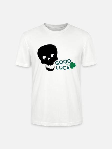 Lycka vitklöver txt & skalle - Ekologisk T-shirt CRAFTER unisex från Stanley/Stella - vit