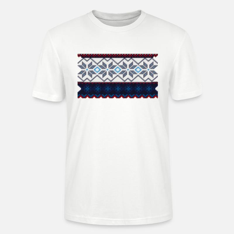 Norwegisches Pullovermuster - Stanley/Stella Unisex Bio-T-Shirt CRAFTER - Weiß