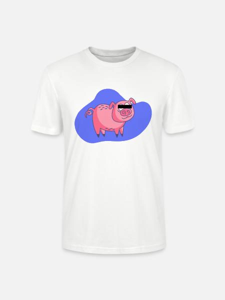 Cartoon Pig - Stanley/Stella CRAFTER Unisex Organic T-Shirt - white