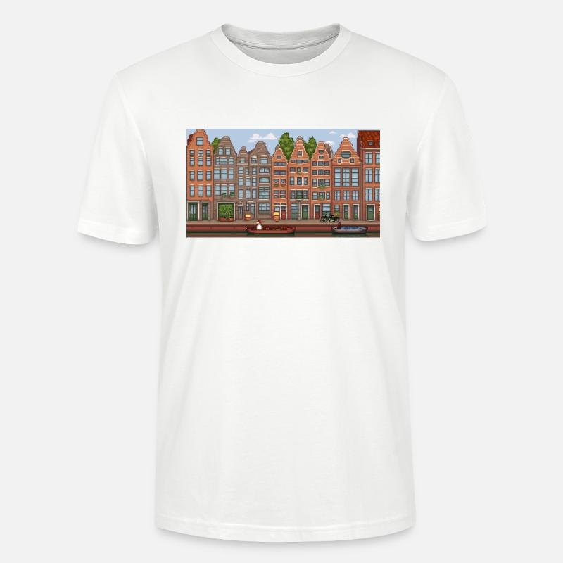 Stadtzentrum Amsterdam - Pixel Art - Stanley/Stella Unisex Bio-T-Shirt CRAFTER - Weiß