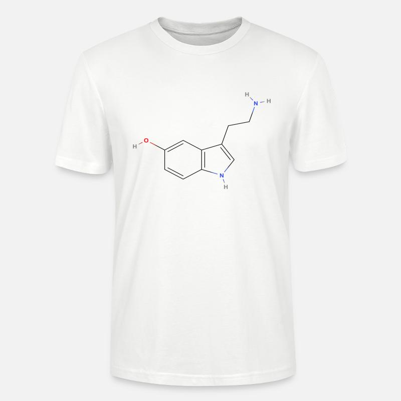 Serotonin-Molekül - Farbige Strukturformel - Stanley/Stella Unisex Bio-T-Shirt CRAFTER - Weiß