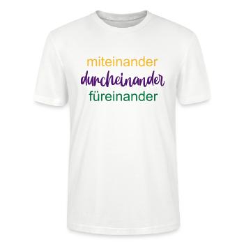Familie Motto Zusammenhalt - Stanley/Stella Unisex Bio-T-Shirt CRAFTER - Weiß - Vorne - Alina (178cm) & Michal (187cm)