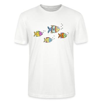 Fische Buntbarsche Wasser Meer Graffiti Zeichnung - Stanley/Stella Unisex Bio-T-Shirt CRAFTER - Weiß - Vorne - Alina (178cm) & Michal (187cm)