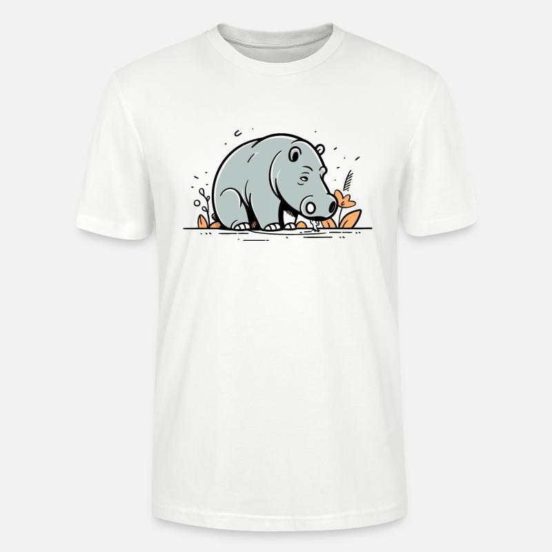 Nilpferd niedlich Comic - Stanley/Stella Unisex Bio-T-Shirt CRAFTER - Weiß