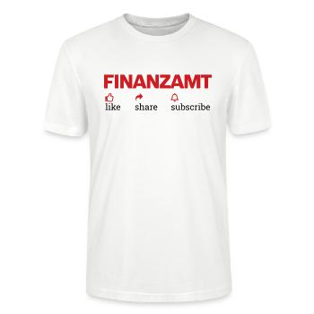 Finanzamt: like - share - subscribe - Stanley/Stella Unisex Bio-T-Shirt CRAFTER - Weiß - Vorne - Alina (178cm) & Michal (187cm)