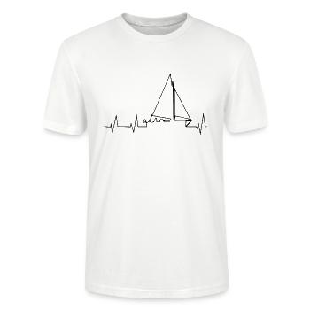 Segelboot Heartbeat Segelboot Segelboot - Stanley/Stella Unisex Bio-T-Shirt CRAFTER - Weiß - Vorne - Alina (178cm) & Michal (187cm)