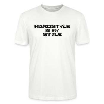 hardstyle is my style - Stanley/Stella Unisex Bio-T-Shirt CRAFTER - Weiß - Vorne - Alina (178cm) & Michal (187cm)