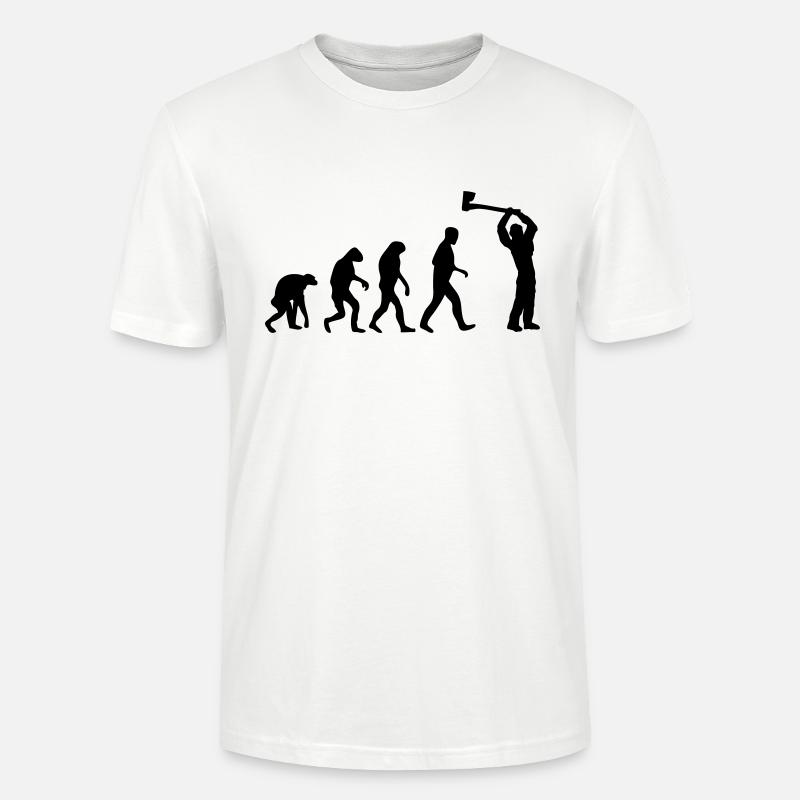lumberjack evolution fun - Stanley/Stella CRAFTER Unisex Organic T-Shirt - white