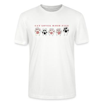 Cat Lover High five - T-shirt bio CRAFTER Stanley Stella Unisexe - blanc - Devant - Alina (178cm) & Michal (187cm)