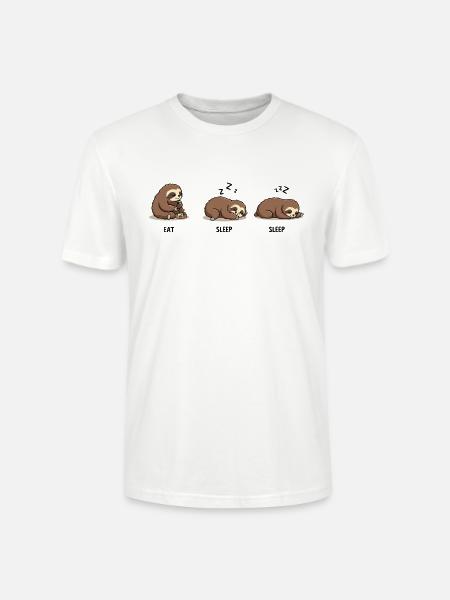 Sloth Eat Sleep Sleep - Stanley/Stella CRAFTER Unisex Organic T-Shirt - white