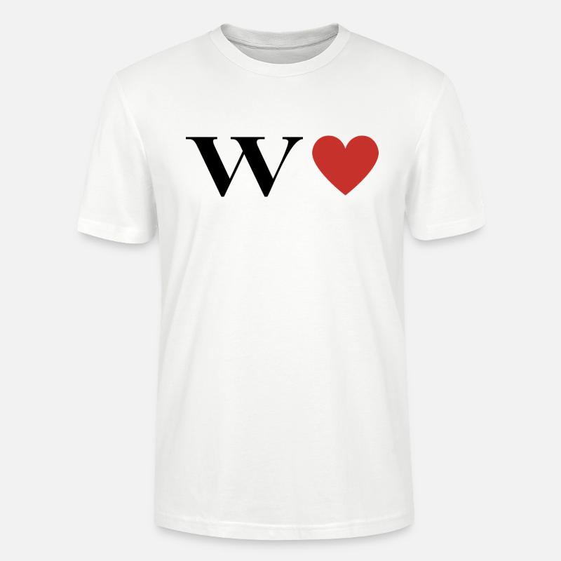 Buchstabe w Rotes Herz - Stanley/Stella Unisex Bio-T-Shirt CRAFTER - Weiß