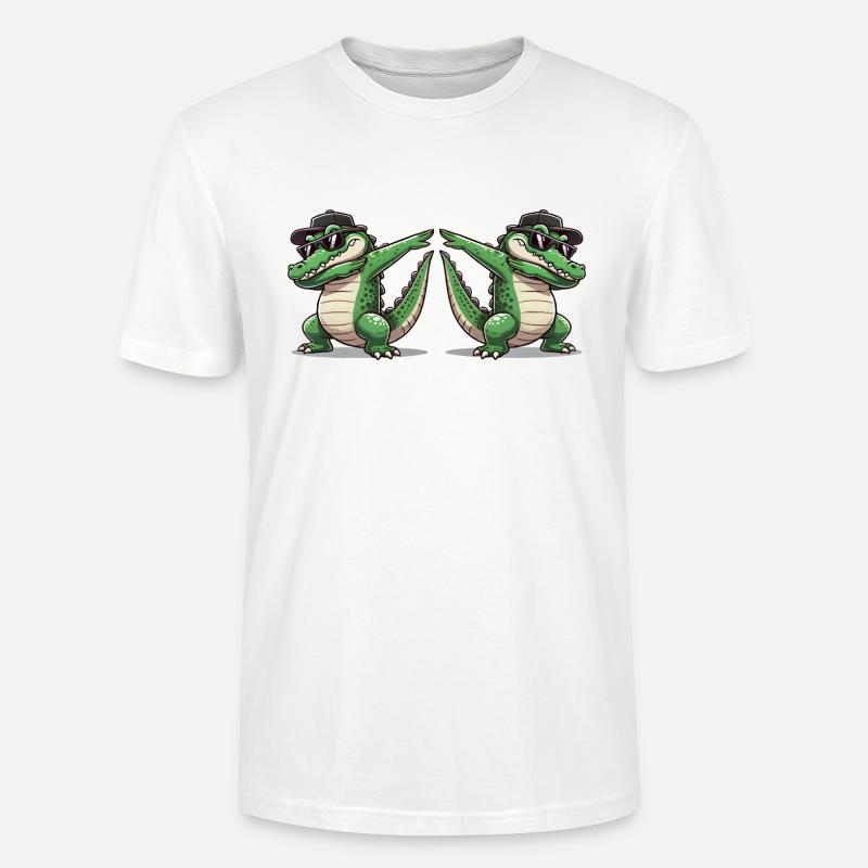 Krokodil Comic Dabbing 2 - Stanley/Stella Unisex Bio-T-Shirt CRAFTER - Weiß