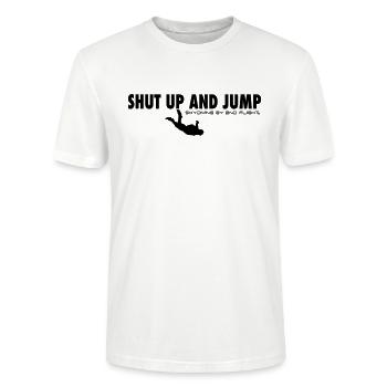 Shut up and jump...unser Slogan im Fallschirmsport - Stanley/Stella Unisex Bio-T-Shirt CRAFTER - Weiß - Vorne - Alina (178cm) & Michal (187cm)