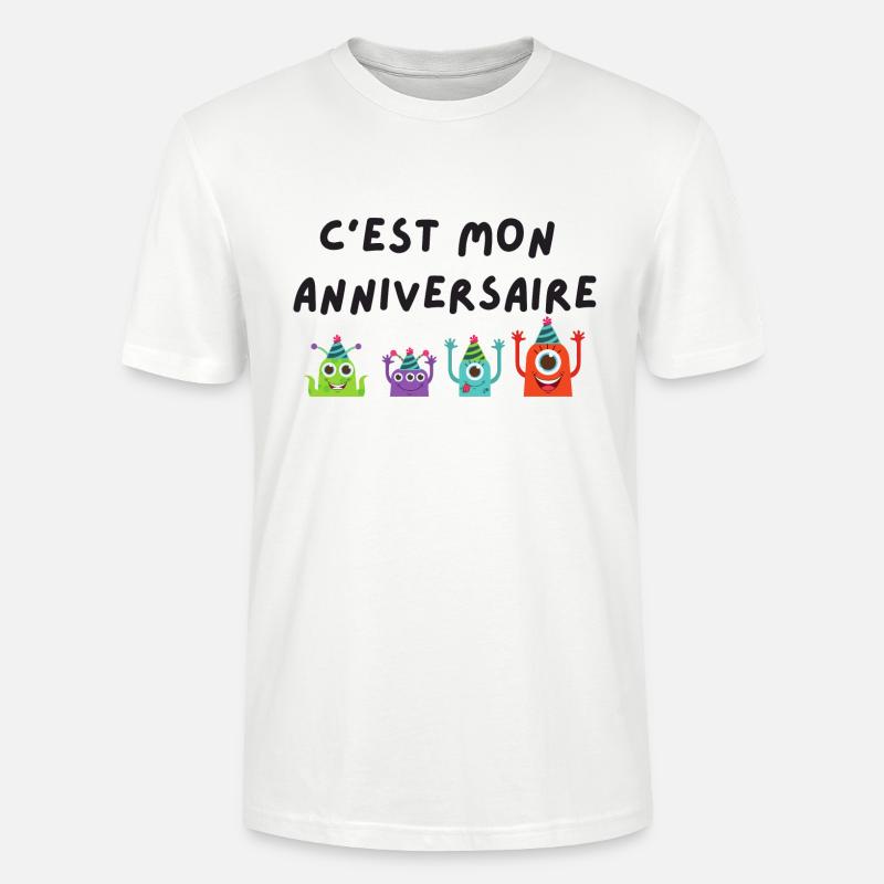 c'est mon anniversaire monstre - T-shirt bio CRAFTER Stanley Stella Unisexe - blanc