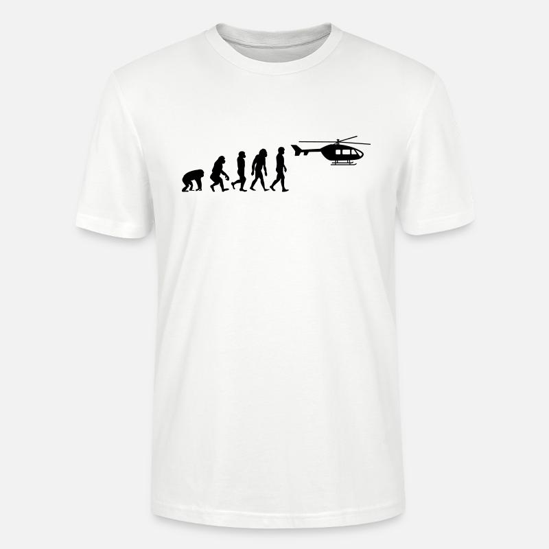 Hubschrauber Pilot Evolution Steinzeit - Stanley/Stella Unisex Bio-T-Shirt CRAFTER - Weiß