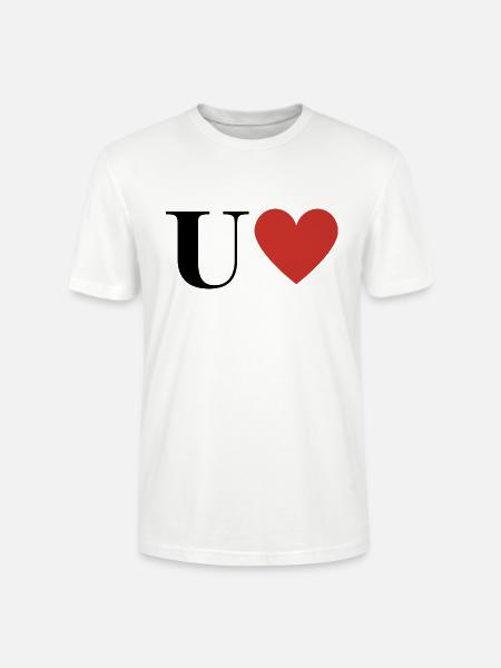 Letter u red heart - Stanley/Stella CRAFTER Unisex Organic T-Shirt - white