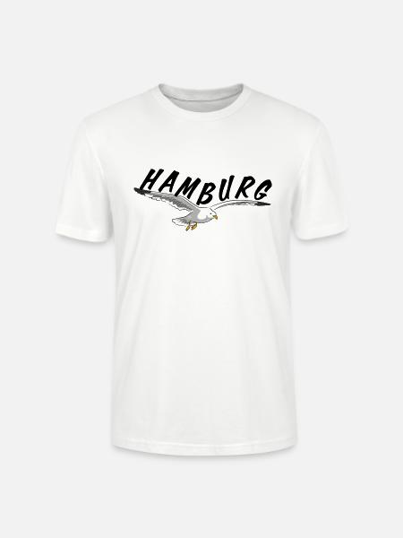 Hamburg über Möwe - schwarz - Stanley/Stella Unisex Bio-T-Shirt CRAFTER - Weiß