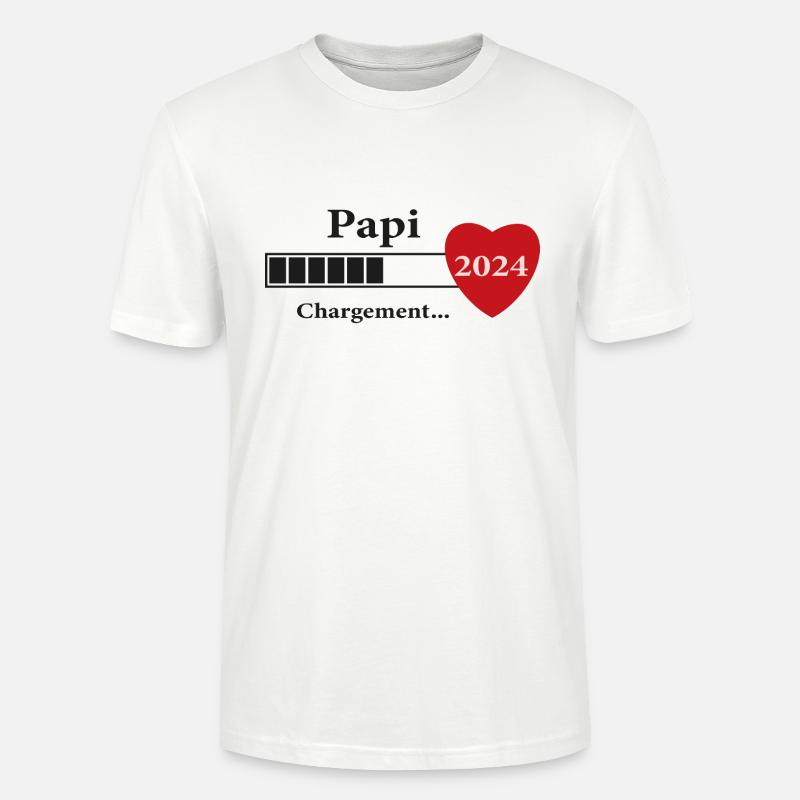 papi - futur papi chargement - T-shirt bio CRAFTER Stanley Stella Unisexe - blanc