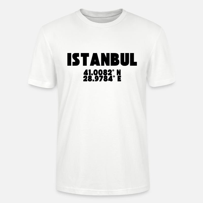 Istanbul - Conception avec coordonnées - T-shirt bio CRAFTER Stanley Stella Unisexe - blanc