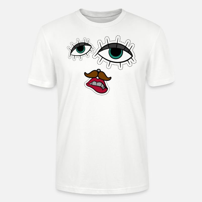 visage abstrait drôle et créatif - T-shirt bio CRAFTER Stanley Stella Unisexe - blanc