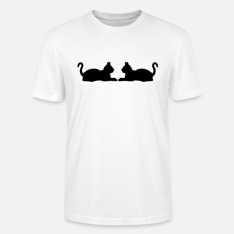2 silhouette de chats couchés - T-shirt bio CRAFTER Stanley Stella Unisexe - blanc