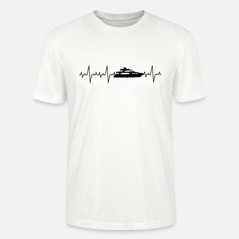 Herzschlag Boot Schiff Geschenk - Stanley/Stella Unisex Bio-T-Shirt CRAFTER - Weiß