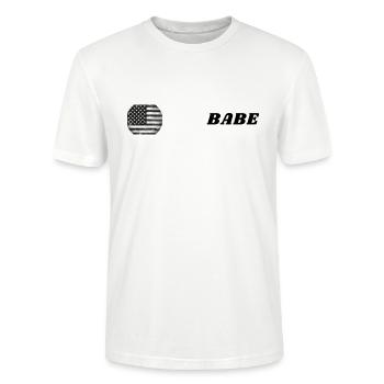 Vintage Stars, Stripes and BABE - Stanley/Stella CRAFTER Unisex Organic T-Shirt - white - Front - Alina (178cm) & Michal (187cm)