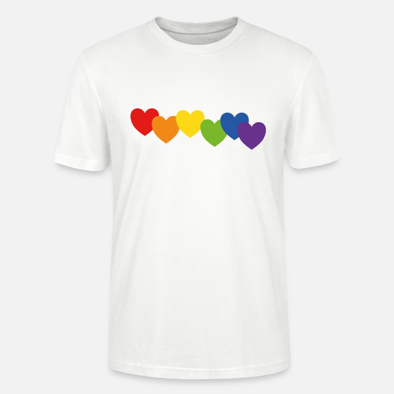 Herzen Regenbogenfarben - Stanley/Stella Unisex Bio-T-Shirt CRAFTER - Weiß