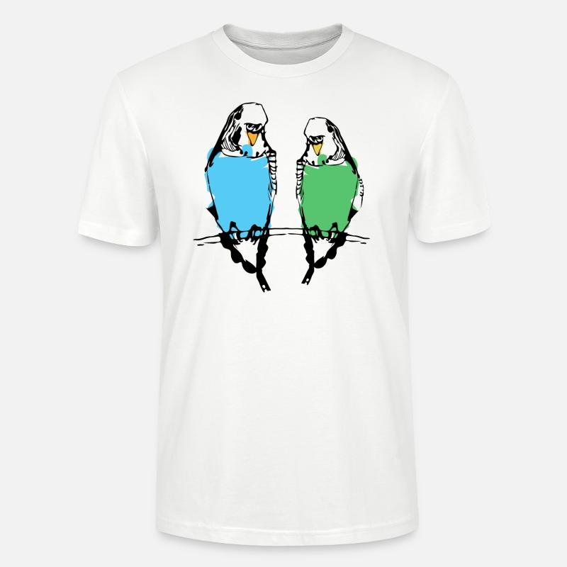 Couple de perruche mignon - T-shirt bio CRAFTER Stanley Stella Unisexe - blanc