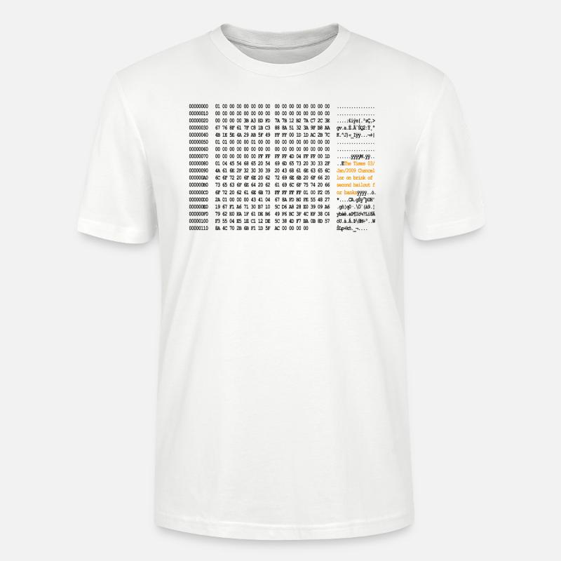 Bitcoin Block 0 Code - Stanley/Stella CRAFTER Unisex Organic T-Shirt - white