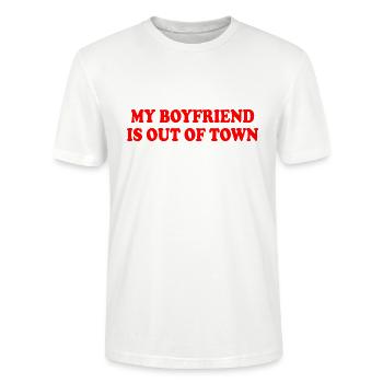 my boyfriend is out of town - T-shirt bio CRAFTER Stanley Stella Unisexe - blanc - Devant - Alina (178cm) & Michal (187cm)