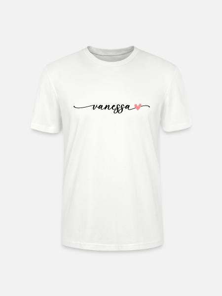 Vanessa navn fornavn kalligrafi bokstaver - Stanley/Stella CRAFTER unisex økologisk T-skjorte - hvit