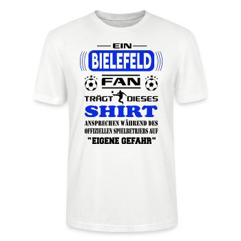 Fußball Fan Fussballverein Bielefeld - Stanley/Stella Unisex Bio-T-Shirt CRAFTER - Weiß - Vorne - Alina (178cm) & Michal (187cm)