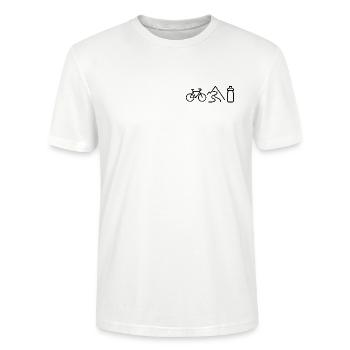Shirt Fahrrad, Berg, Trinkflasche minimalistisch - Stanley/Stella Unisex Bio-T-Shirt CRAFTER - Weiß - Vorne - Alina (178cm) & Michal (187cm)