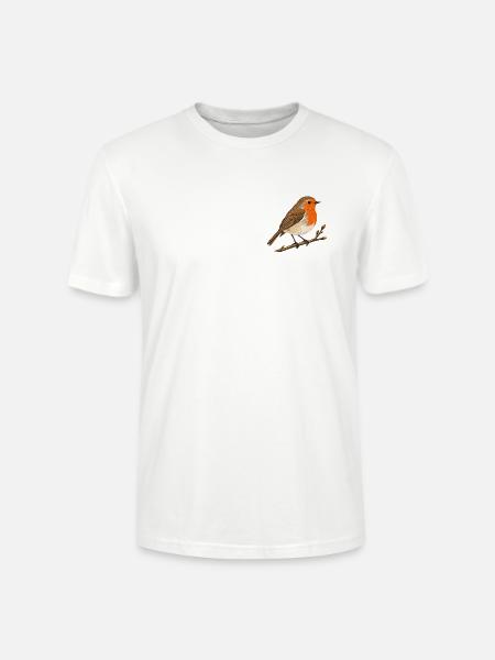 Rotkehlchen auf Zweig – Gartenvogel - Stanley/Stella Unisex Bio-T-Shirt CRAFTER - Weiß