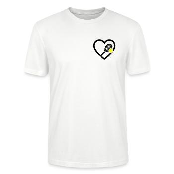 Tennis Herz Schläger Ball Sport Leidenschaft - Stanley/Stella Unisex Bio-T-Shirt CRAFTER - Weiß - Vorne - Alina (178cm) & Michal (187cm)