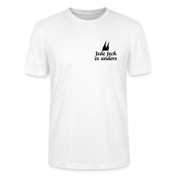 Köln Spruch - Jede Jeck es anders Kölsche Sprüche - Stanley/Stella Unisex Bio-T-Shirt CRAFTER - Weiß - Vorne - Alina (178cm) & Michal (187cm)