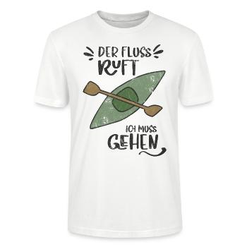 FLUSS RUFT KANU KAYAK WILDWASSER GEHEN SEE MOTIVE - Stanley/Stella Unisex Bio-T-Shirt CRAFTER - Weiß - Vorne - Alina (178cm) & Michal (187cm)