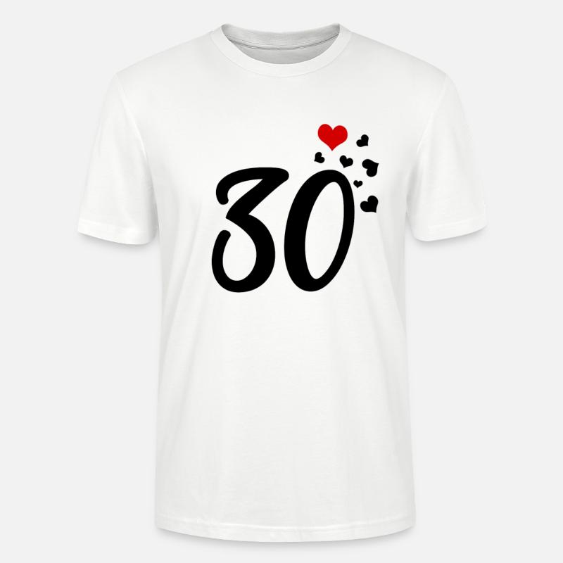 30 cœurs 30e anniversaire - T-shirt bio CRAFTER Stanley Stella Unisexe - blanc
