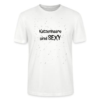 Katzenhaare sind SEXY - Stanley/Stella Unisex Bio-T-Shirt CRAFTER - Weiß - Vorne - Alina (178cm) & Michal (187cm)