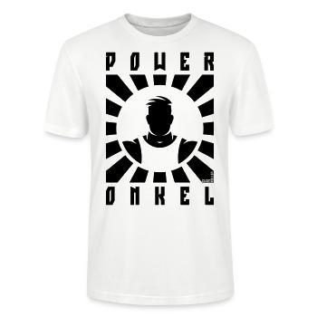 Power Onkel (Poweronkel / Strahlen / Black) - Stanley/Stella Unisex Bio-T-Shirt CRAFTER - Weiß - Vorne - Alina (178cm) & Michal (187cm)