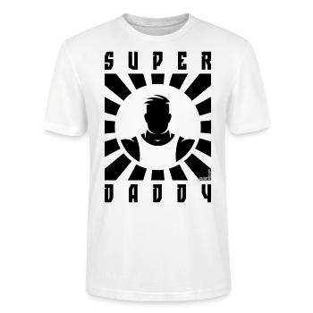 Super Daddy (Dad / Papa / Rays / Black) - Stanley/Stella CRAFTER Unisex Organic T-Shirt - white - Front - Alina (178cm) & Michal (187cm)
