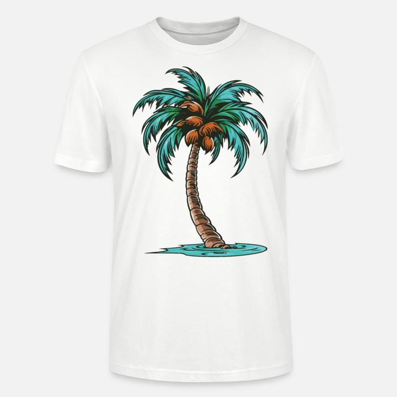Palm Tree Icon - Stanley/Stella CRAFTER Unisex Organic T-Shirt - white