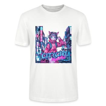CityGirl Night Out - Neon Adventure - Stanley/Stella CRAFTER Unisex Organic T-Shirt - white - Front - Alina (178cm) & Michal (187cm)