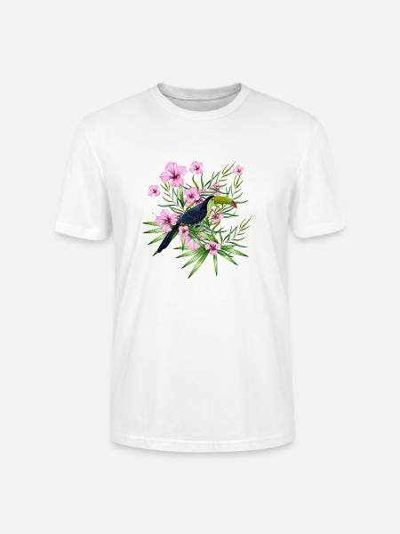 bird and gumamela - Stanley/Stella CRAFTER Unisex Organic T-Shirt - white