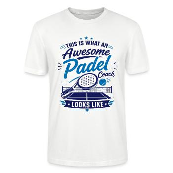 T-shirt Coach de Padel | Padel Tennis - T-shirt bio CRAFTER Stanley Stella Unisexe - blanc - Devant - Alina (178cm) & Michal (187cm)