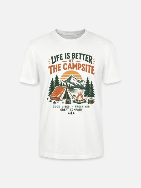Lagerfeuer am Campingplatz - Stanley/Stella Unisex Bio-T-Shirt CRAFTER - Weiß