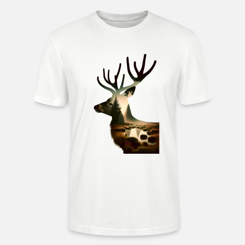 Nature in Deer Pattern - Stanley/Stella Unisex Bio-T-Shirt CRAFTER - Weiß